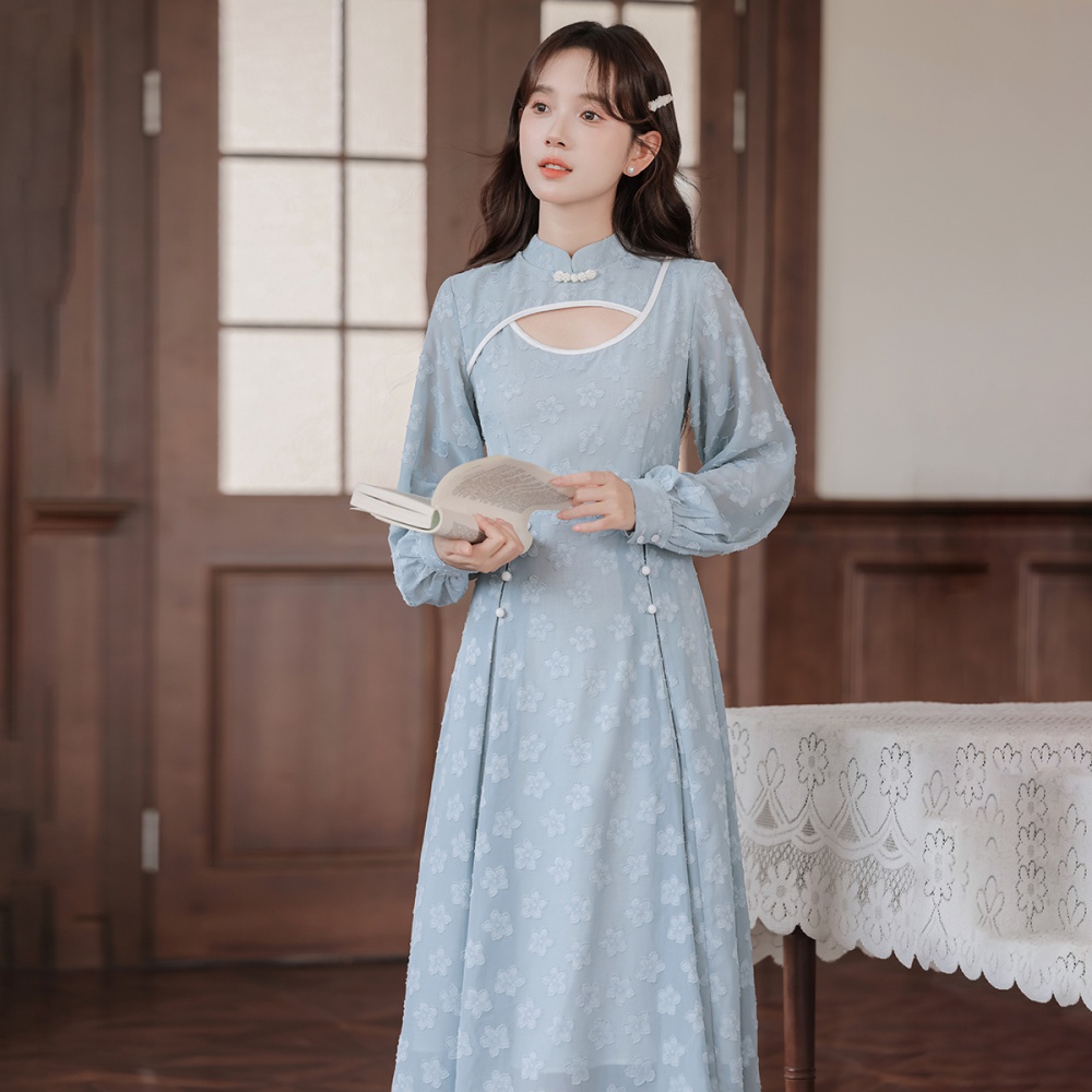 Retro temperament light dress spring and autumn maiden cheongsam