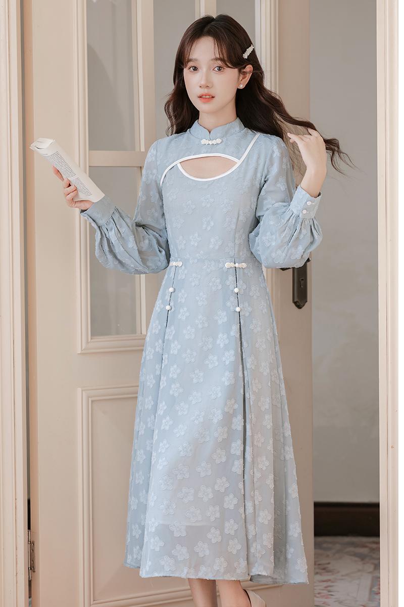 Retro temperament light dress spring and autumn maiden cheongsam