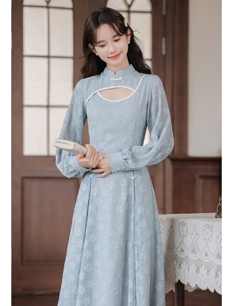 Retro temperament light dress spring and autumn maiden cheongsam