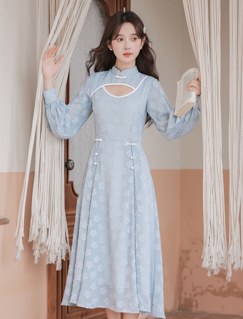 Retro temperament light dress spring and autumn maiden cheongsam