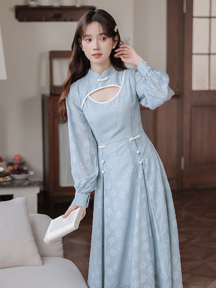 Retro temperament light dress spring and autumn maiden cheongsam