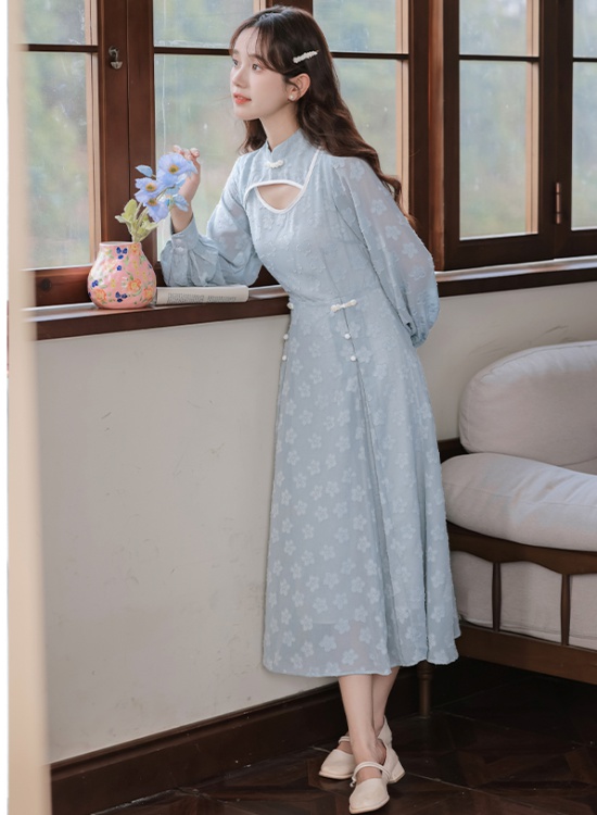 Retro temperament light dress spring and autumn maiden cheongsam