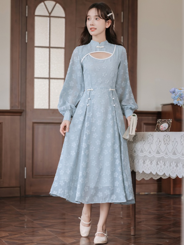 Retro temperament light dress spring and autumn maiden cheongsam