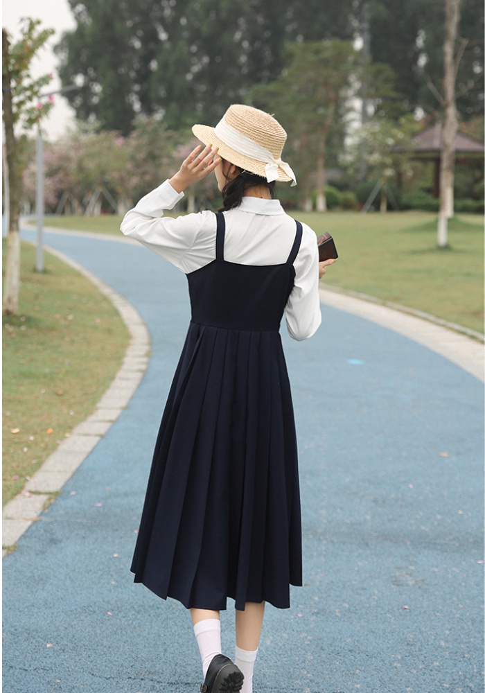 Autumn pleated business suit sling shirt 3pcs set