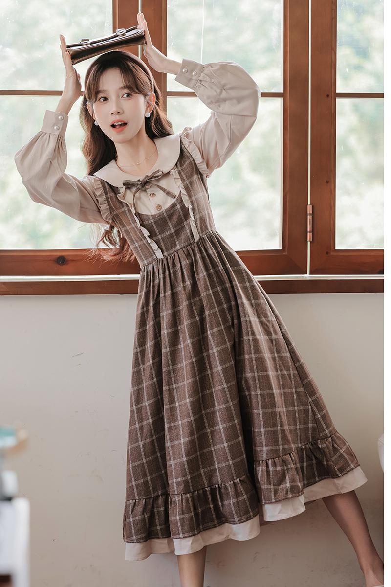 Art college style autumn retro dress for women