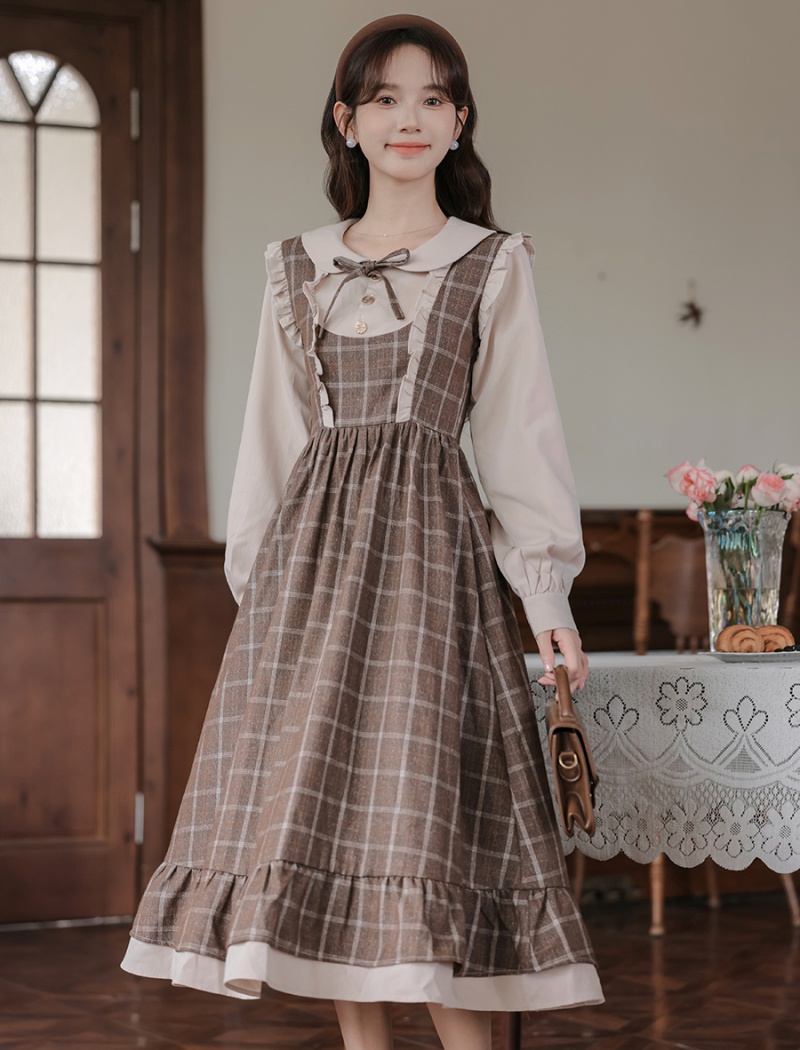 Art college style autumn retro dress for women