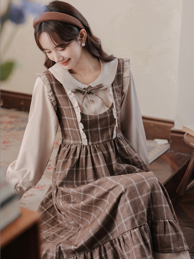 Art college style autumn retro dress for women