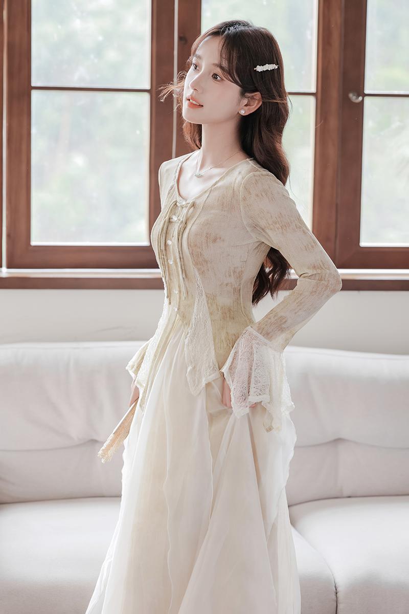 Spring and autumn tops Chinese style shirt a set