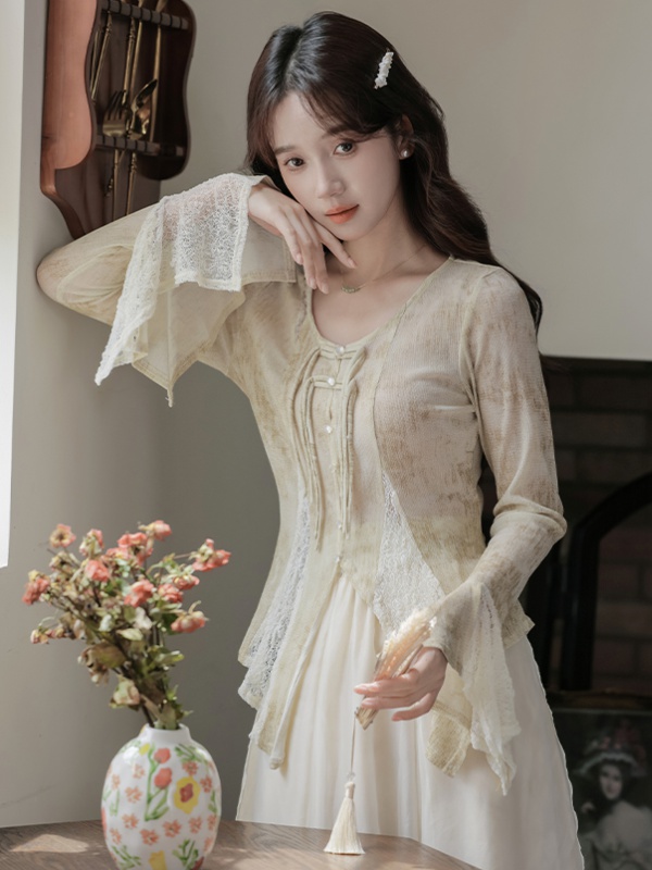 Spring and autumn tops Chinese style shirt a set