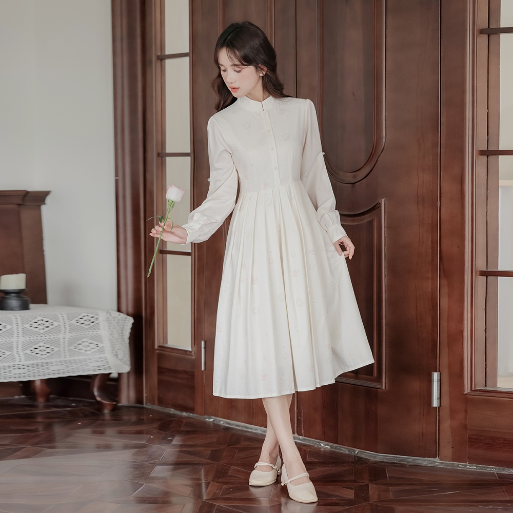 Sweet tender long dress chiffon autumn dress