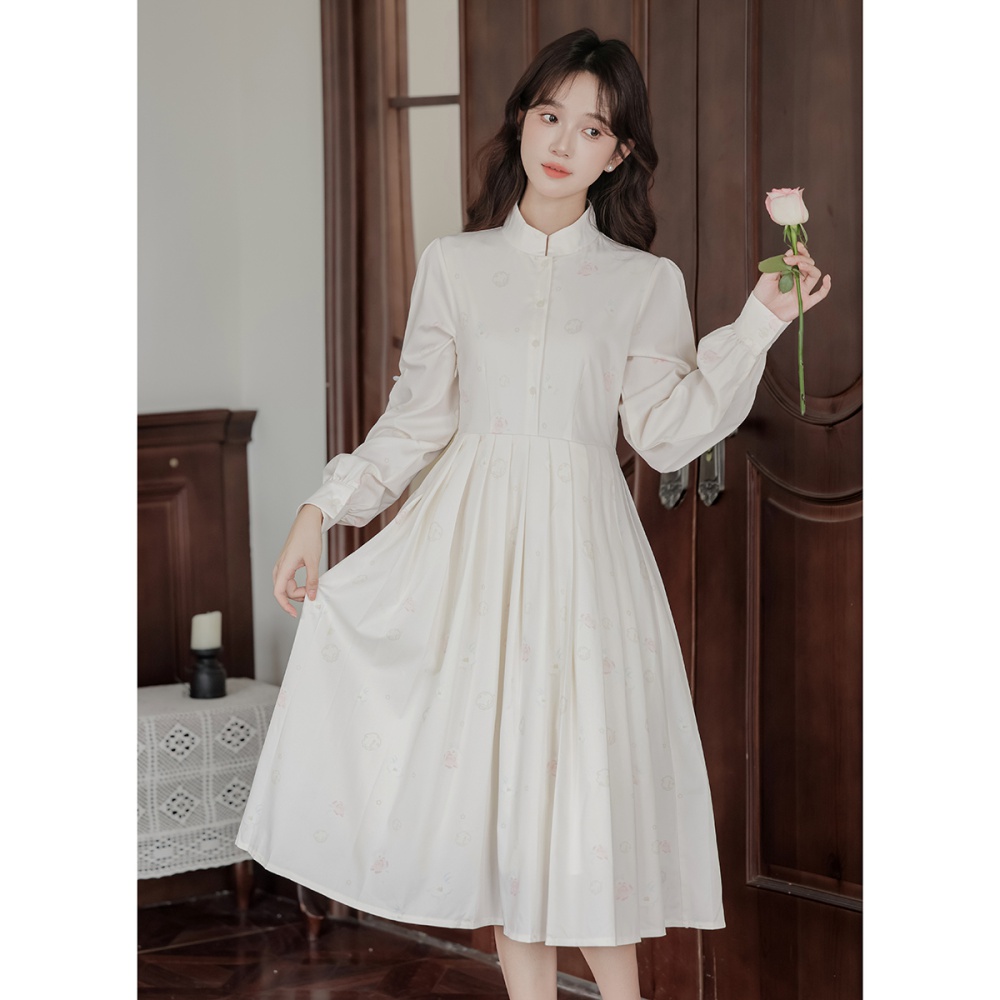 Sweet tender long dress chiffon autumn dress