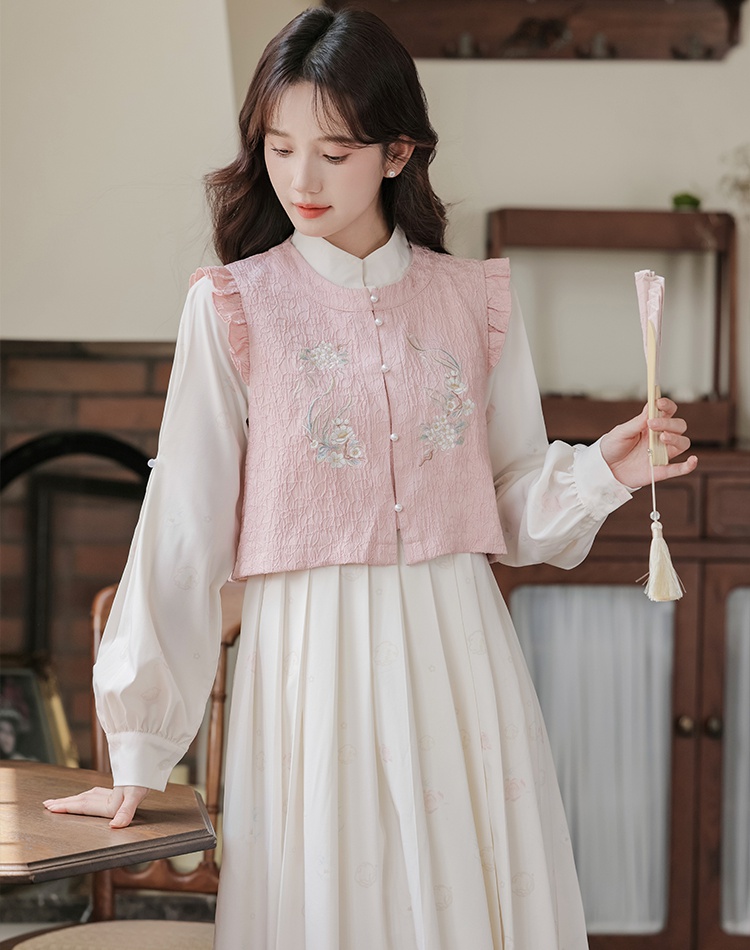 Sweet chiffon long dress tender autumn dress 2pcs set