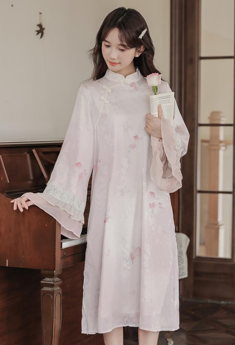 Chinese style loose dress printing cheongsam