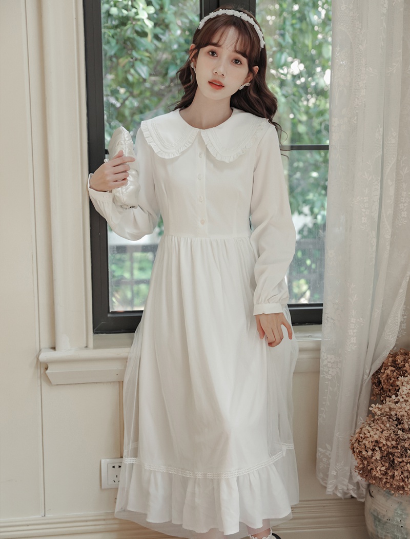 France style long sleeve retro long dress doll sweet dress