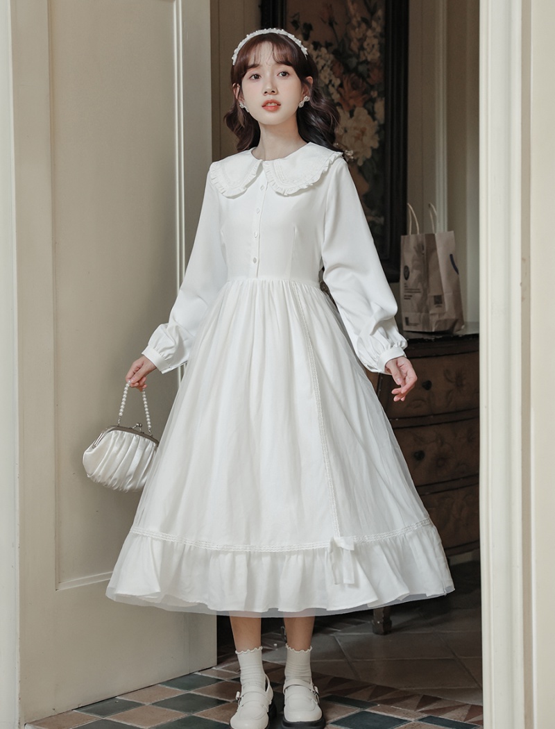 France style long sleeve retro long dress doll sweet dress