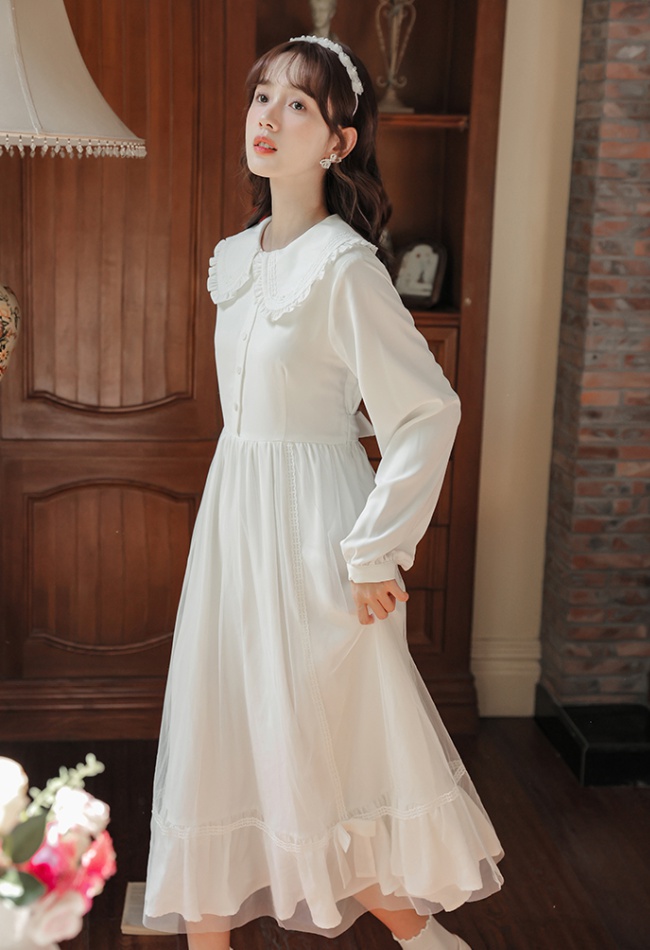 France style long sleeve retro long dress doll sweet dress