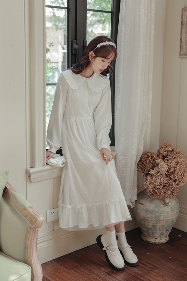 France style long sleeve retro long dress doll sweet dress