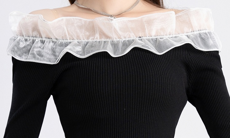 France style clavicle bottoming shirt long sleeve tops