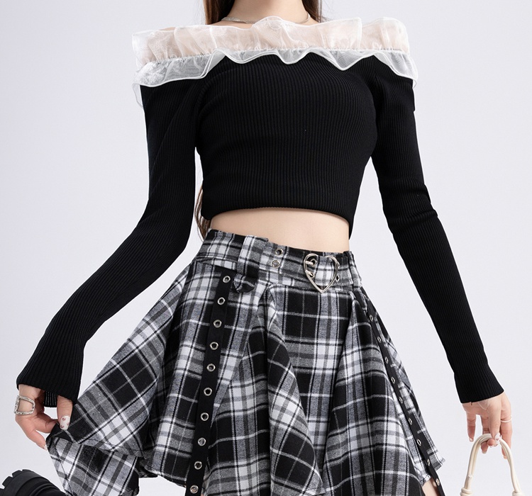 France style clavicle bottoming shirt long sleeve tops