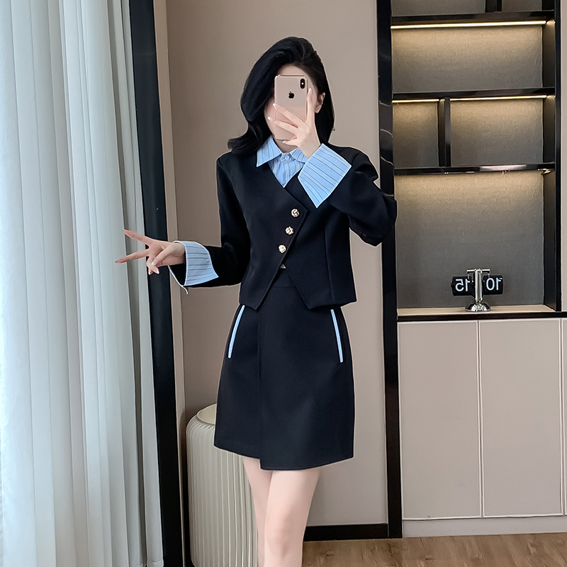 Long sleeve short skirt business suit 2pcs set for women