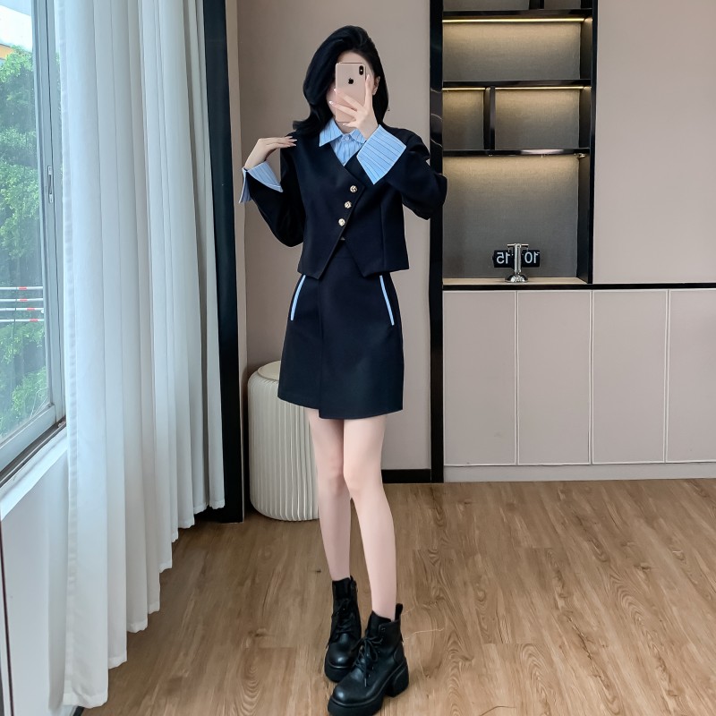 Long sleeve short skirt business suit 2pcs set for women