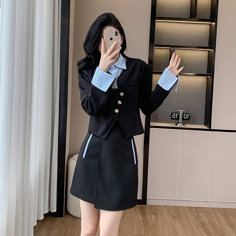 Long sleeve short skirt business suit 2pcs set for women