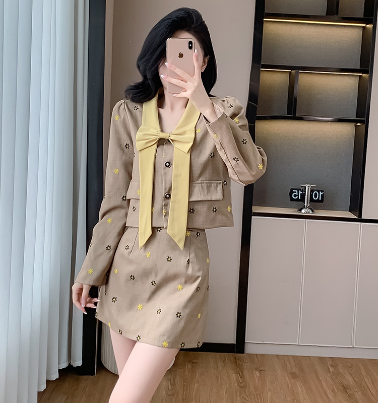 Light luxury sweet jacket fashion short skirt 2pcs set