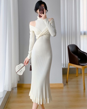 Mermaid strapless sweater dress bottoming dress for women