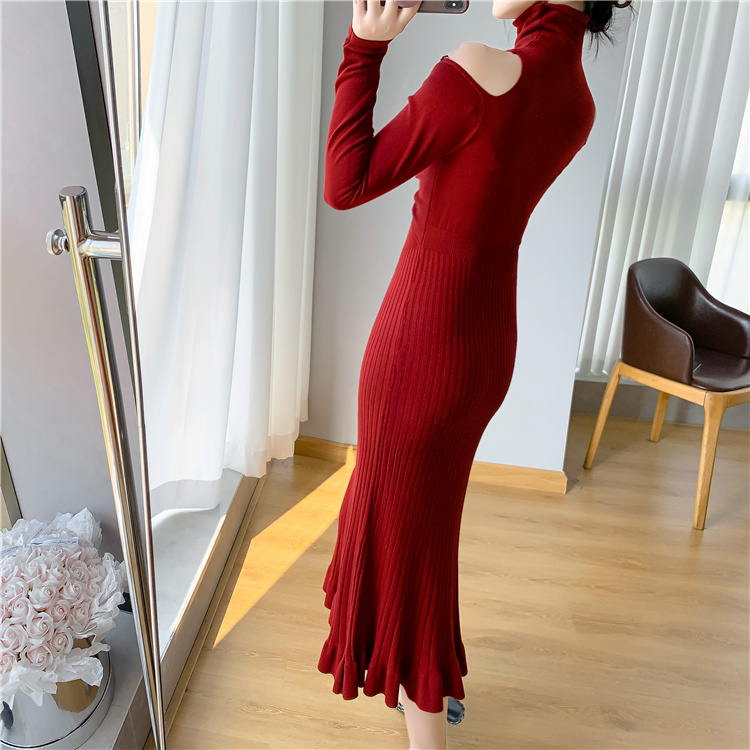 Mermaid strapless sweater dress bottoming dress for women