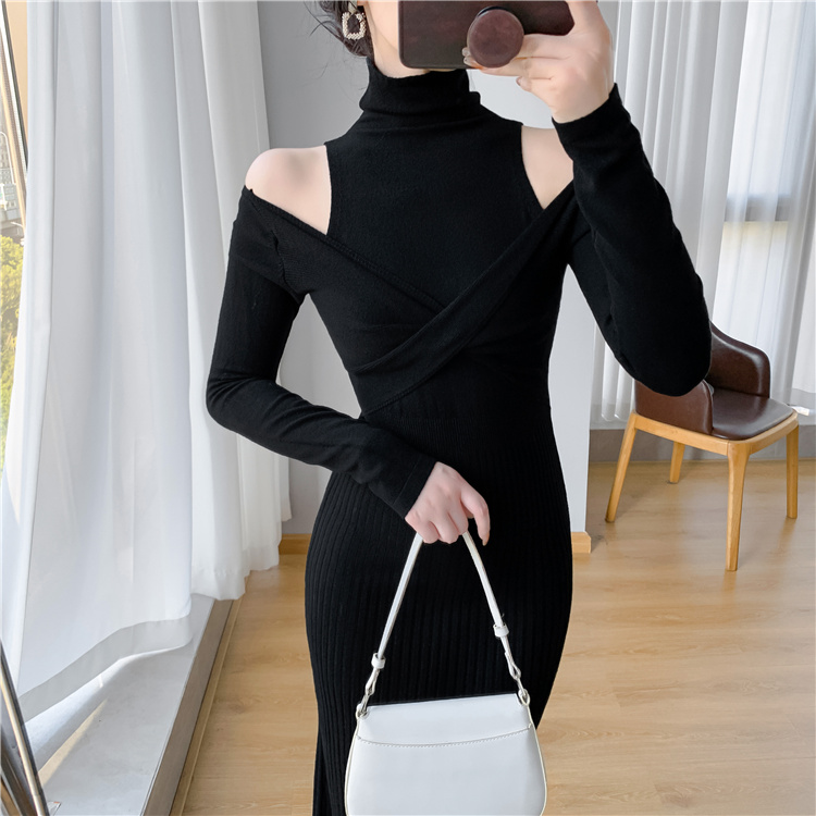 Mermaid strapless sweater dress bottoming dress for women