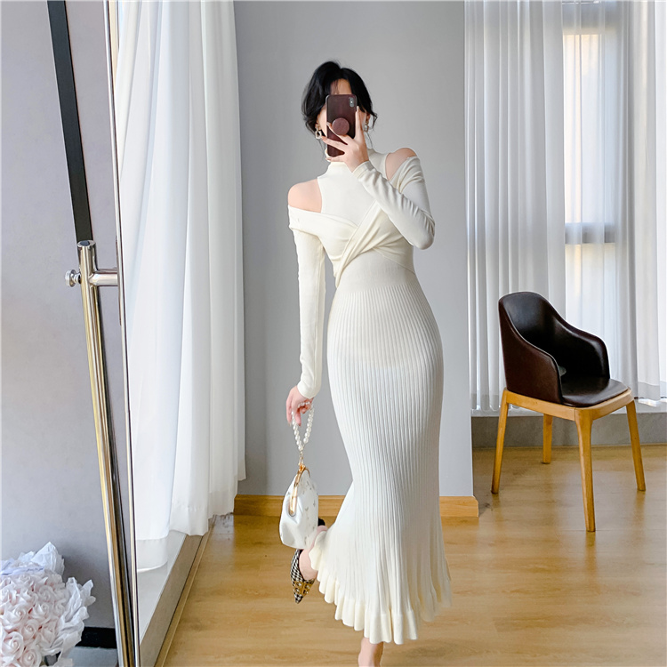 Mermaid strapless sweater dress bottoming dress for women