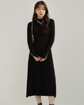 Bottoming long dress half high collar dress for women