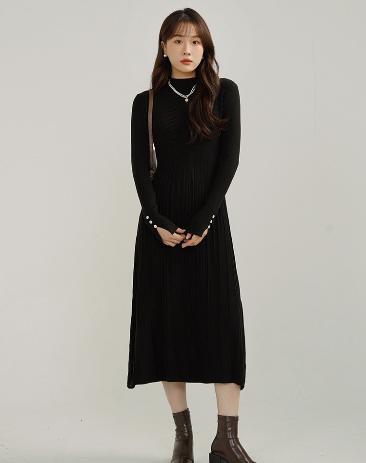 Bottoming long dress half high collar dress for women