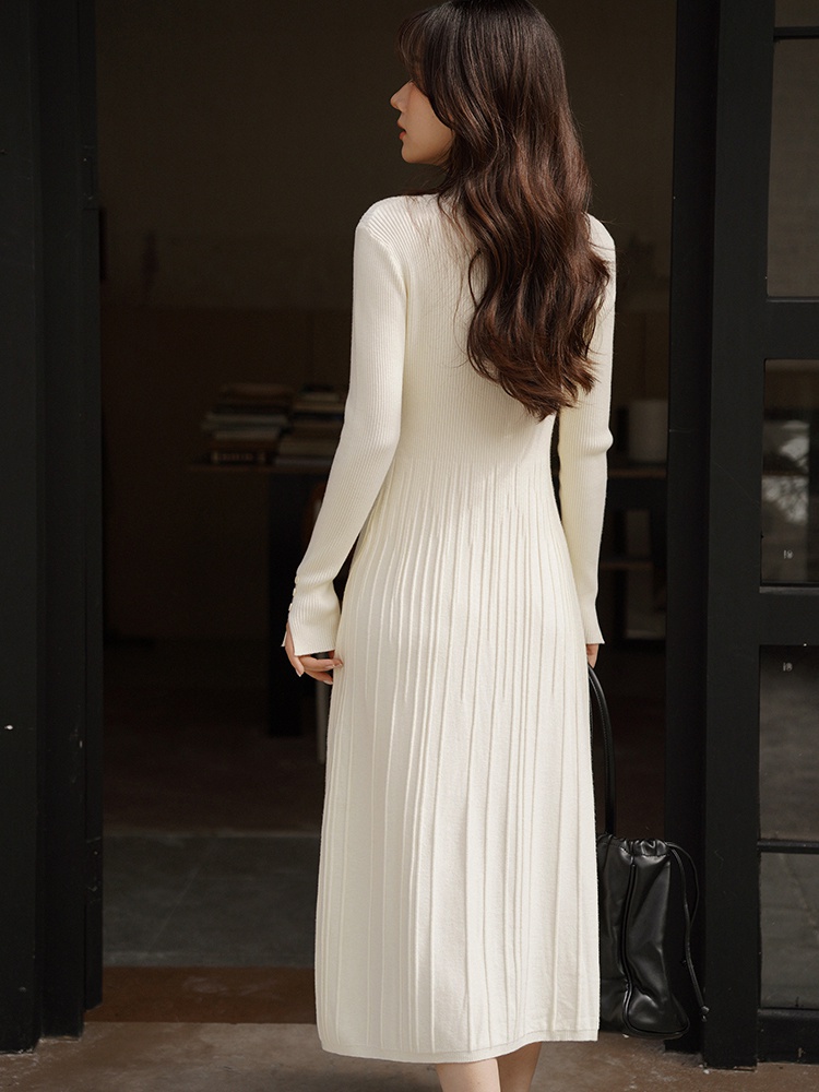 Bottoming long dress half high collar dress for women