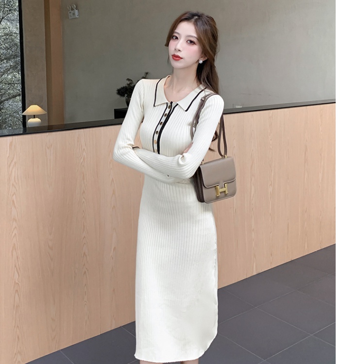 Elasticity package hip Korean style slim retro dress