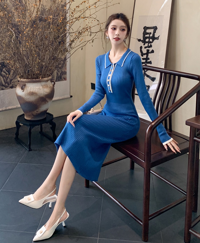 Elasticity package hip Korean style slim retro dress