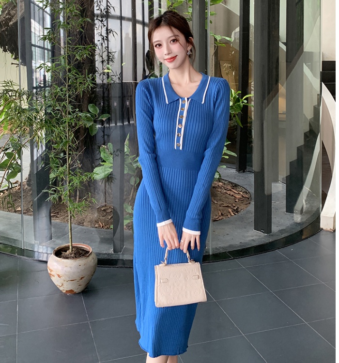 Elasticity package hip Korean style slim retro dress