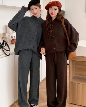 Lazy Korean style coat loose sweater 2pcs set