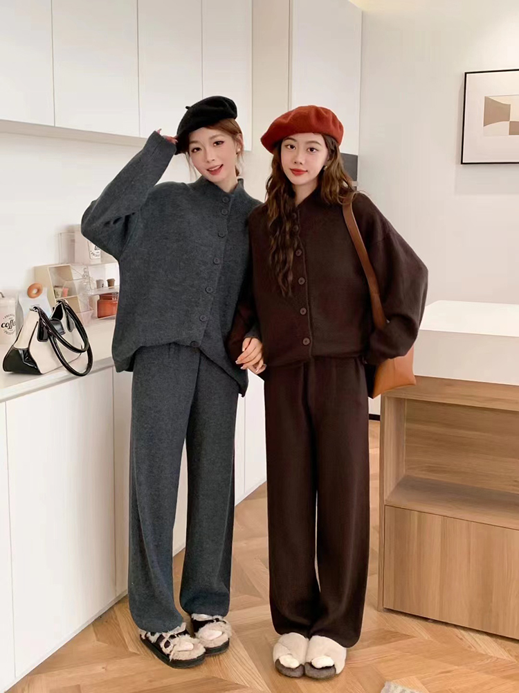 Lazy Korean style coat loose sweater 2pcs set