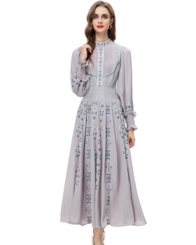 Retro temperament lady spring tender printing dress for women