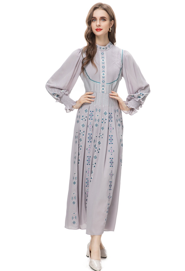 Retro temperament lady spring tender printing dress for women