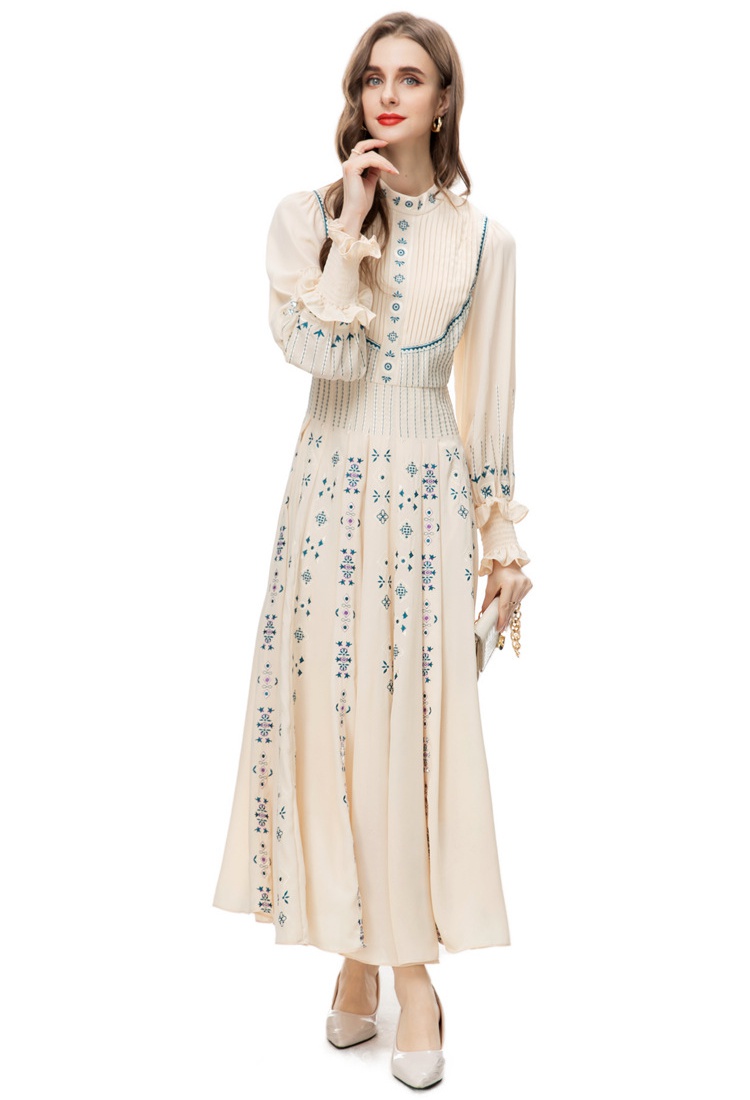 Retro temperament lady spring tender printing dress for women