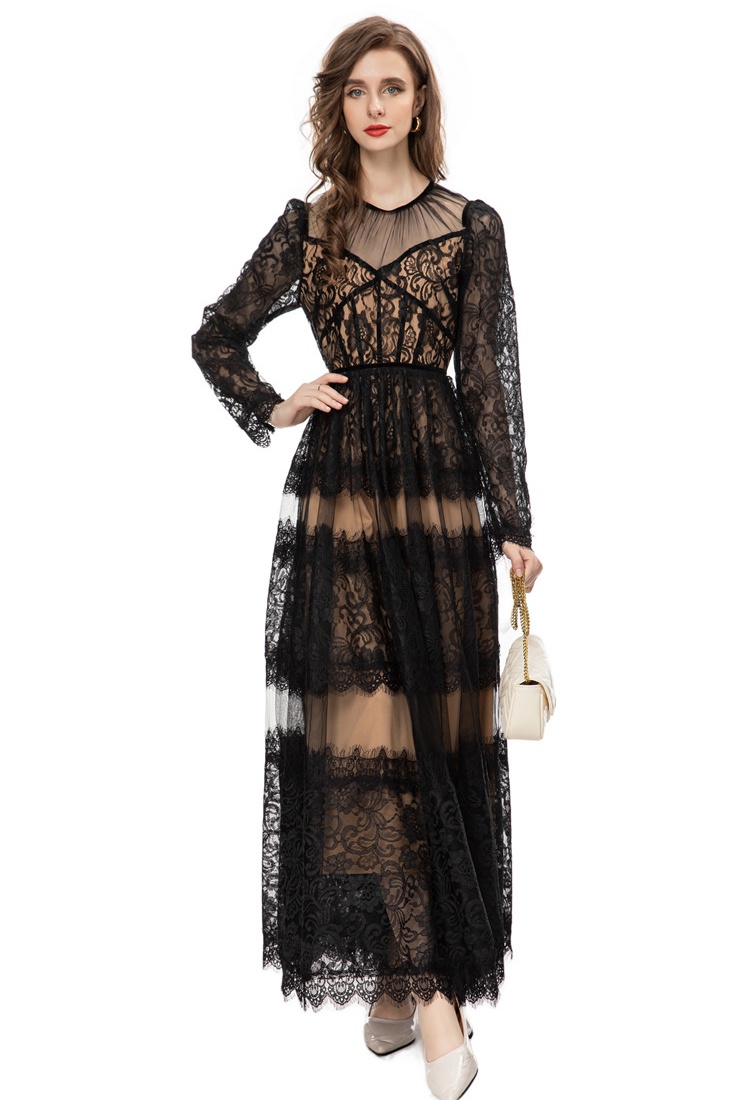 Autumn and winter light luxury lace dress for women