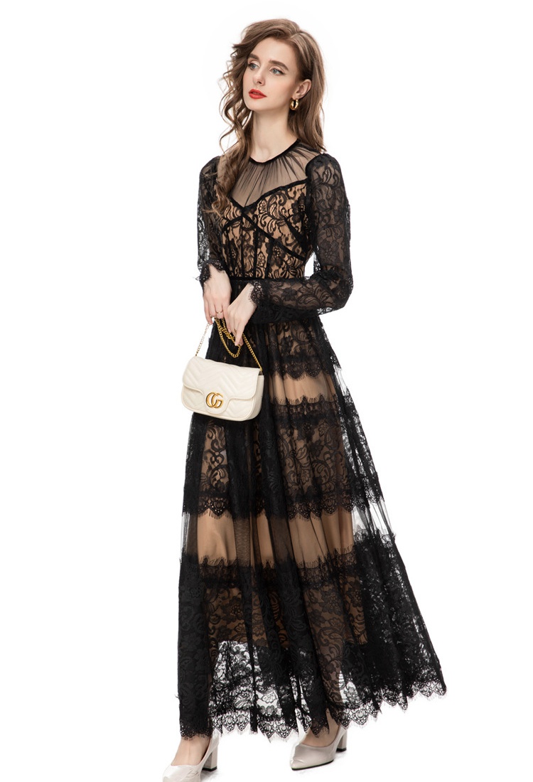 Autumn and winter light luxury lace dress for women