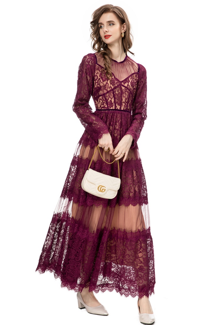 Autumn and winter light luxury lace dress for women