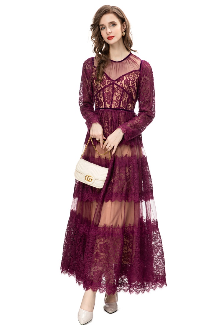 Autumn and winter light luxury lace dress for women