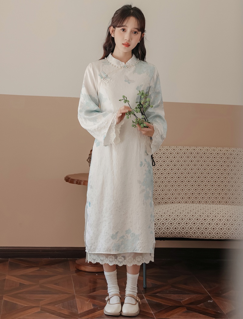 Chinese style autumn cheongsam refreshing dress for women