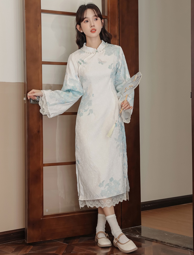 Chinese style autumn cheongsam refreshing dress for women