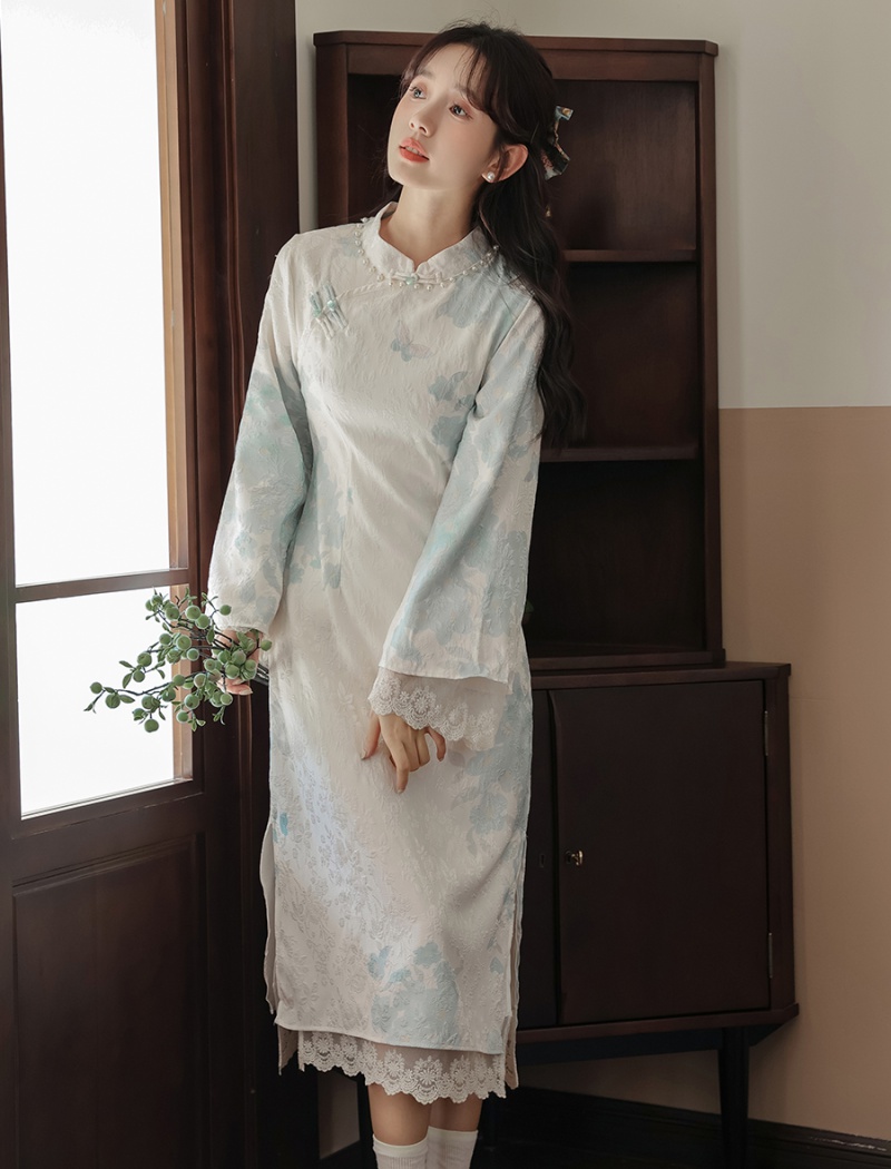 Chinese style autumn cheongsam refreshing dress for women