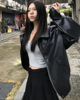 American style loose jacket retro leather coat